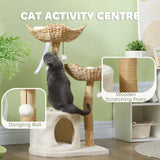 37 Inch Modern Cat Tree w/ Wooden Scratching Post
