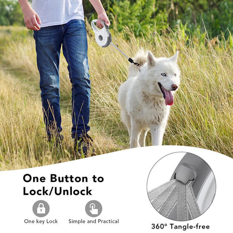 Reflective Retractable Dog Leash With Tractor Design