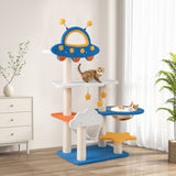 49 Inches Tall Cat Tree With UFO Top Perch Space Capsule And Sisal