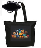 Cute Puppy Dogs Art   Large New Zipper Tote Bag