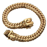 Gold Stainless Steel French Pitbully Dog Collar Leash