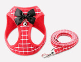 Grid Pattern Cat Chain Traction Rope Set With Chest Harness And Collar