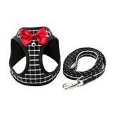 Grid Pattern Cat Chain Traction Rope Set With Chest Harness And Collar