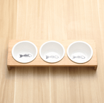 Stylish Bamboo And Ceramic Cat And Dog Feeder Bowls