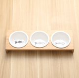 Stylish Bamboo And Ceramic Cat And Dog Feeder Bowls