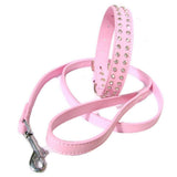 2-Row Collar And Leash Set - Baby Pink