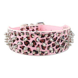 2 Inch Wide Spiked Studded Leather Collars
