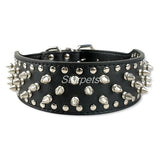 2 Inch Wide Spiked Studded Leather Collars