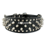 2 Inch Wide Spiked Studded Leather Collars