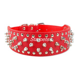 2 Inch Wide Spiked Studded Leather Collars