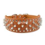 2 Inch Wide Spiked Studded Leather Collars