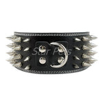 3" Wide Sharp Spiked Studded Leather Dog Collars