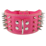 3" Wide Sharp Spiked Studded Leather Dog Collars