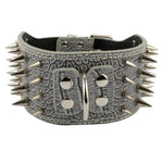 3" Wide Sharp Spiked Studded Leather Dog Collars