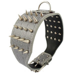 3" Wide Sharp Spiked Studded Leather Dog Collars