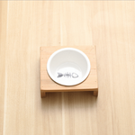 Stylish Bamboo And Ceramic Cat And Dog Feeder Bowls