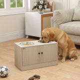 Elevated Dog Bowls with Storage Cabinet,  2 Stainless Steel Bowls