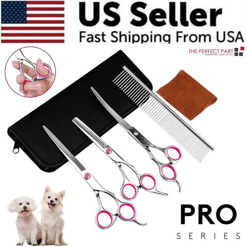 Pet Dog Grooming Scissors Stainless Straight Curved Thinning Shears