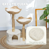 37 Inch Modern Cat Tree w/ Wooden Scratching Post