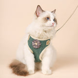 Adjustable Floral Green Cat Harness