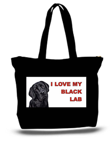 I Love My Black Lab Dog Large Tote Grocery & Stuff Bag