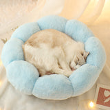Velvet Thick Round Flower Cat Bed