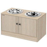 Elevated Dog Bowls with Storage Cabinet,  2 Stainless Steel Bowls