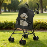 Foldable Pet Stroller With Mesh Ventilation and Cup Holder