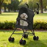 Foldable Pet Stroller With Mesh Ventilation and Cup Holder