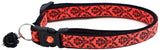Black Damask On Neon Orange/Neon Pink Breakaway Cat Collar