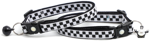 Black And White Checks Cat Collar