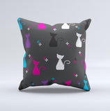 Color Vector Cats Ink-Fuzed Decorative Throw Pillow