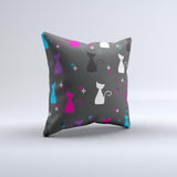 Color Vector Cats Ink-Fuzed Decorative Throw Pillow