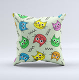 Colorful Cat iCons ink-Fuzed Decorative Throw Pillow