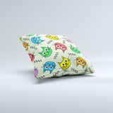 Colorful Cat iCons ink-Fuzed Decorative Throw Pillow