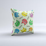 Colorful Cat iCons ink-Fuzed Decorative Throw Pillow