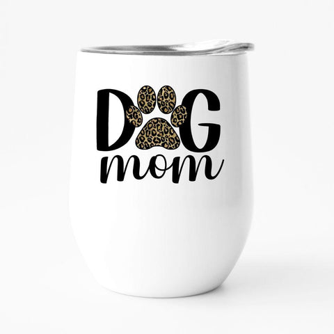 Dog Mom leopard Print 12oz Travel Tumbler Cup