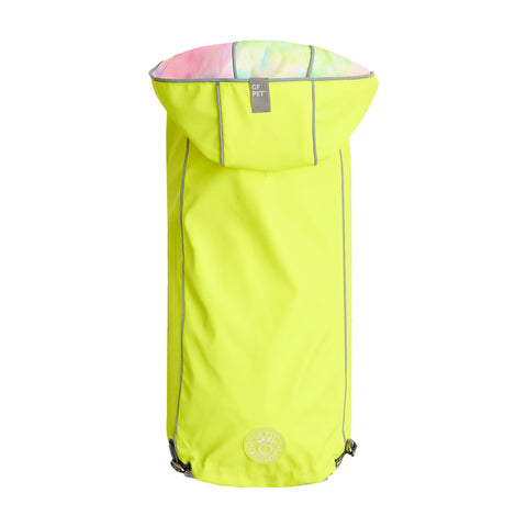 Reversible Dog Raincoat - Neon Yellow with Tie Dye