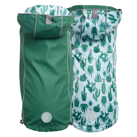 Reversible Elasto-Fit Dog Raincoat - Green/Green