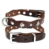 Genuine Leather Dog Collar Soft Adjustable Studded