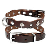 Genuine Leather Dog Collar Soft Adjustable Studded