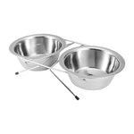 Stainless Steel Pet Double Bowl With Raised Stand