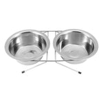 Stainless Steel Pet Double Bowl With Raised Stand