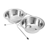 Stainless Steel Pet Double Bowl With Raised Stand