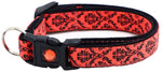 Black Damask On Neon Orange/Neon Pink Breakaway Cat Collar