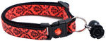 Black Damask On Neon Orange/Neon Pink Breakaway Cat Collar