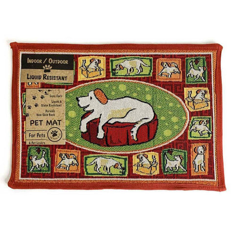 PB Paws & Co. Tapestry Pet Mat A Dog's  Life Rich Aroma Pattern