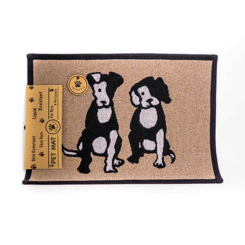 PB Paws & Co. Tapestry Pet Mats Two Friends Taupe Pattern