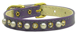 Dog Collar "3/8" Wide Pearl & Clear Crystals"