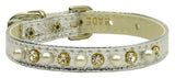 Dog Collar "3/8" Wide Pearl & Clear Crystals"